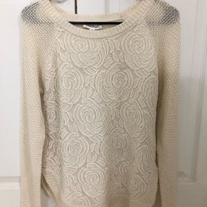 Beautiful cream sweater with lace overlay
